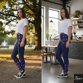 Flätmönster - Mörkblå Leggings
