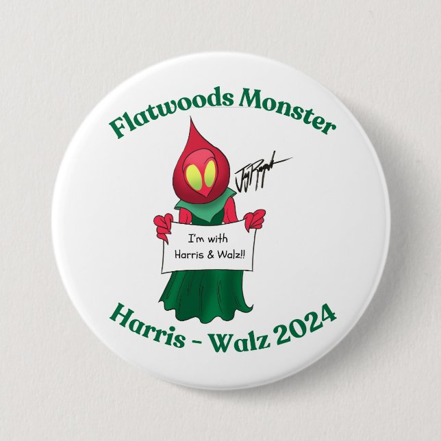 Flatwood Monster för Harris-Walz 2024 Knapp (Framsida)