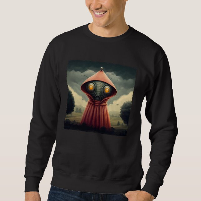 Flatwoods Monster Braxie 1952 Kusligt Alien Krypti Lång Ärmad Tröja (Framsida)