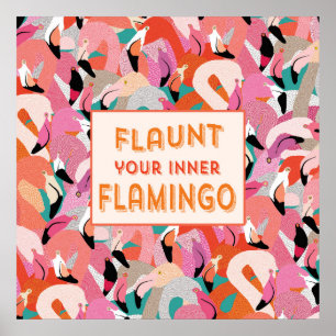 Flaunt din inre Flamingoaffisch - orange Poster