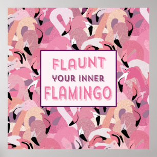 Flaunt din inre Flamingoaffisch - rosa Poster