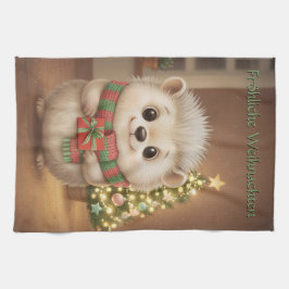 Flauschiger Igel Freude zu Weihnachten Kökshandduk