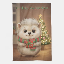 Flauschiger Igel Freude zu Weihnachten Kökshandduk
