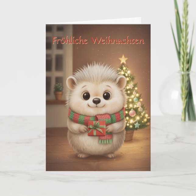 Flauschiger Igel rote Schrift Karte Kort (Framsida)