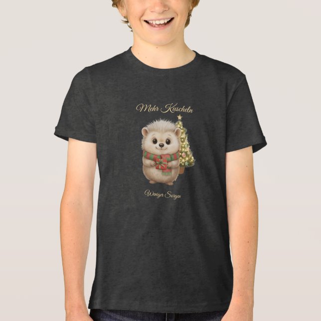 Flauschiger Niko Igel Weihnachten Design T Shirt (Framsida)
