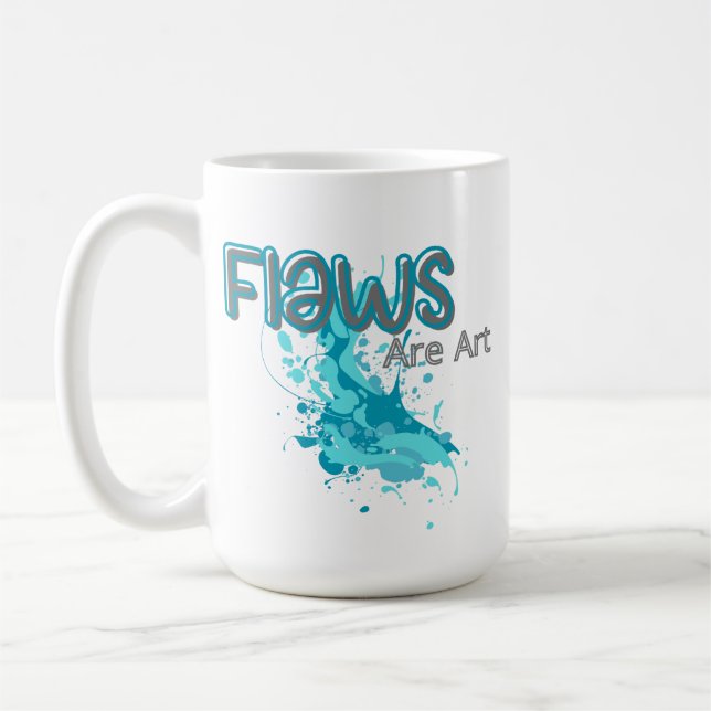 Flaws Are Art – Inspirational Abstract Splash Blue Kaffemugg (Vänster)