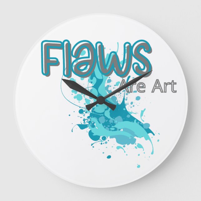 Flaws Are Art – Inspirational Abstract Splash Blue Stor Klocka (Framsida)