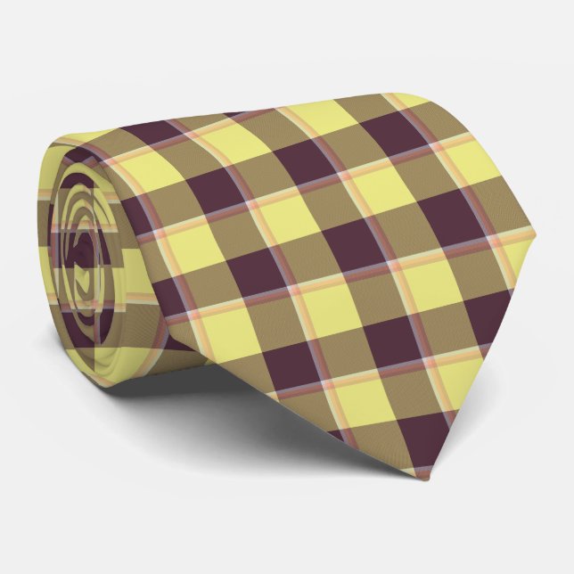 Flax and Livid Brown Plaid Neck Tie Slips (Rullad)