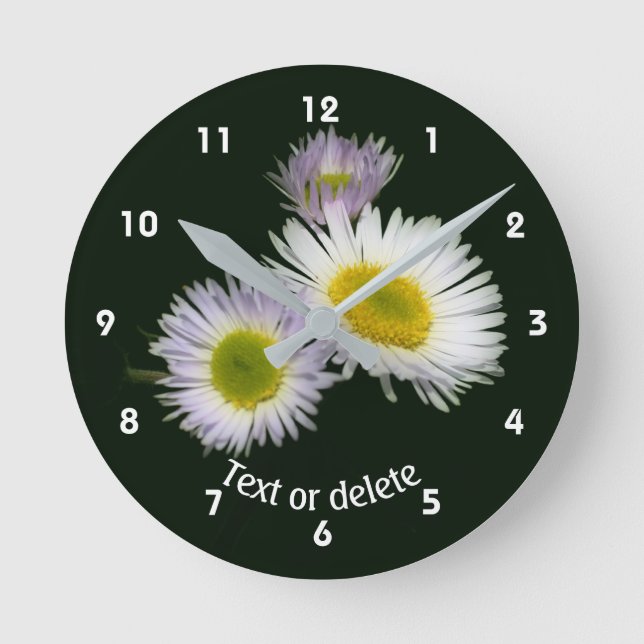 Fleabane Daisy Wildflowers Personalized   Rund Klocka (Framsida)