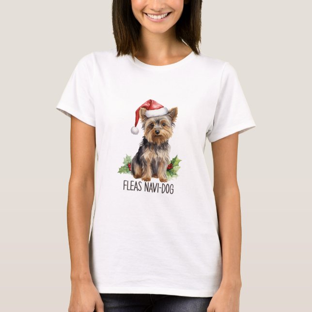 Fleas Navi-hund Yorkshire Terrier T Shirt (Framsida)