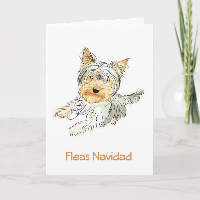 Fleas Navidad Cute Terrier-julkort Helgkort (Framsida)