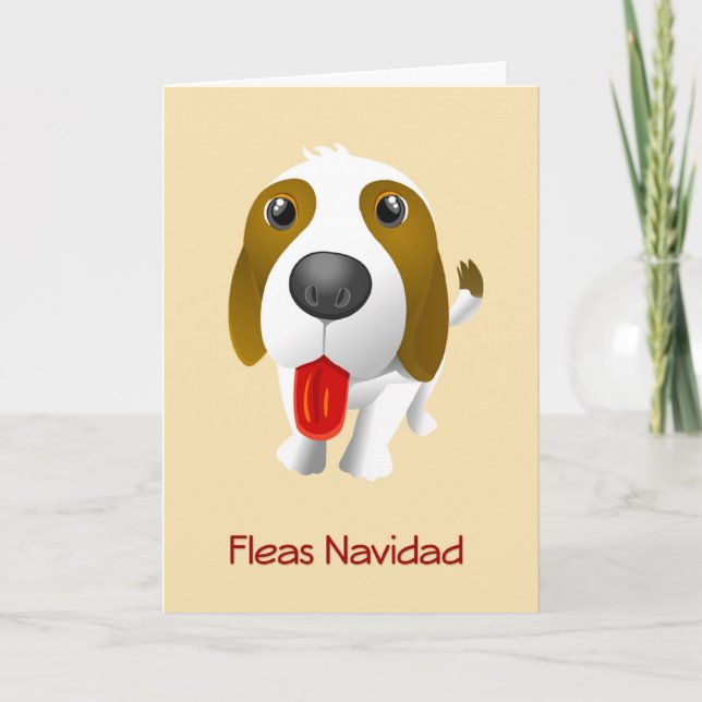 Fleas Navidad Rolig hund julkort Helgkort (Framsida)