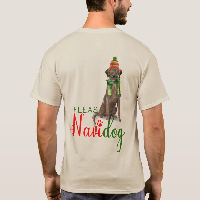 Fleas Navidog Chocolate Lab Rolig hund jul T Shirt (Baksida)