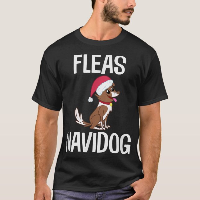 Fleas Navidog Rolig hund Fleas Julafton Helgdag Ch T Shirt (Framsida)