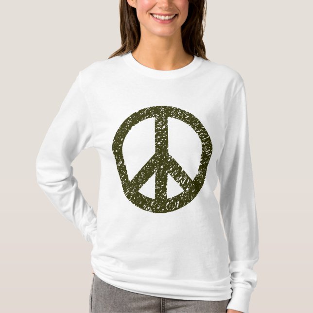 Flebated Peace Symbol - Murky Grönt T-shirt (Framsida)