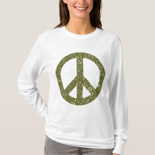 Flebated Peace Symbol - Olive Drab T-shirt
