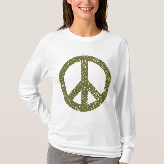 Flebated Peace Symbol - Olive Drab T-shirt (Framsida)