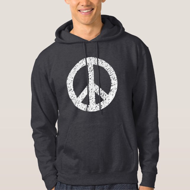 Flebated Peace Symbol - White Sweatshirt Med Luva (Framsida)