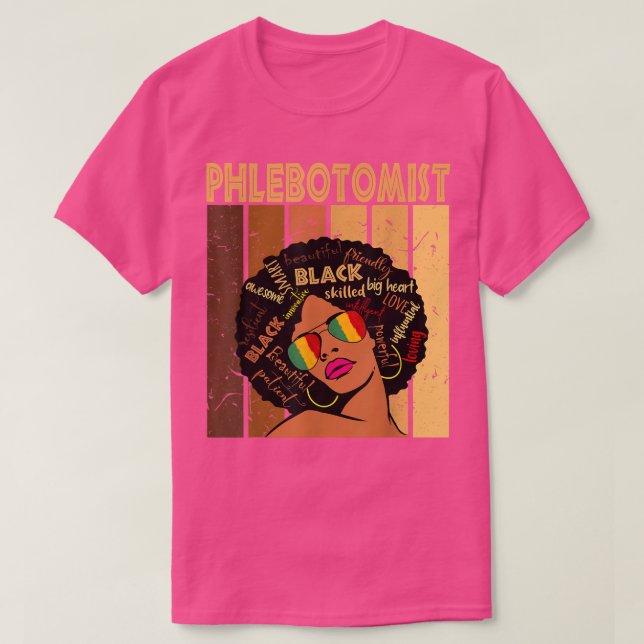 Flebotomist Afro African American Women Black T Shirt (Design framsida)