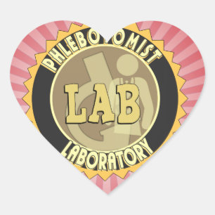 FLEBOTOMIST LABORATORIEBADGE-LOGOTYP HJÄRTFORMAT KLISTERMÄRKE