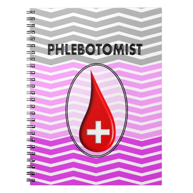 Flebotomist Rosa Chevron Blod Drop Anteckningsbok (Framsidan)