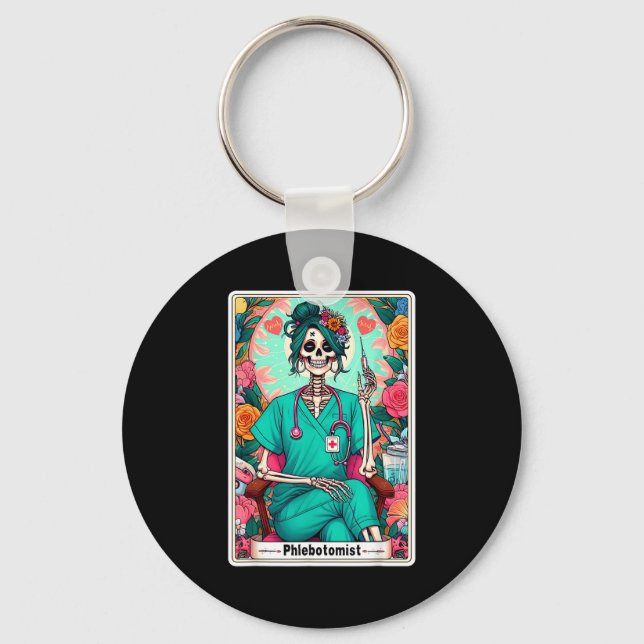 Flebotomist Tarotkort Skelett Flebotomi Tekniker P Nyckelring (Framsida)