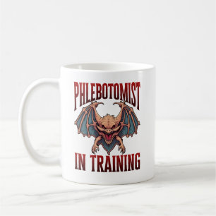 Flebotomist under utbildning rolig student fladder kaffemugg