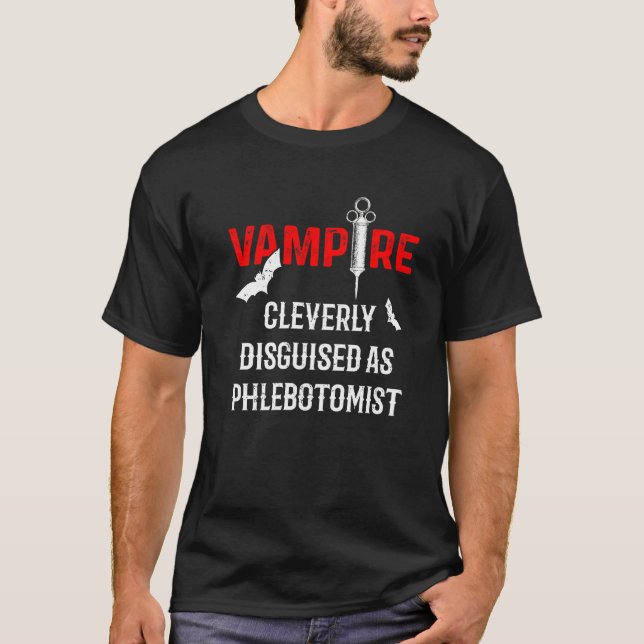 Flebotomist Vampire Phlebotomy Technician 1 T Shirt (Framsida)