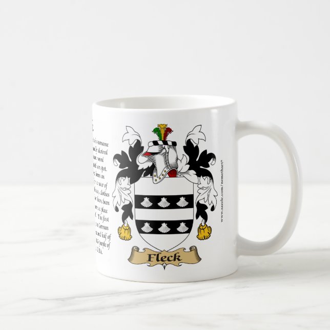 Fleck, ursprung, det menande och vapenskölden kaffemugg (Höger)