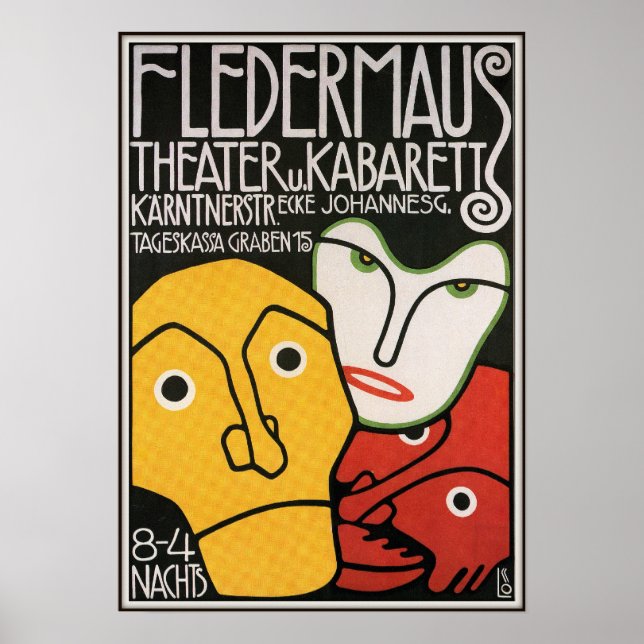 Fledermaus Theater and Cabaret, 1907 Poster (Framsidan)
