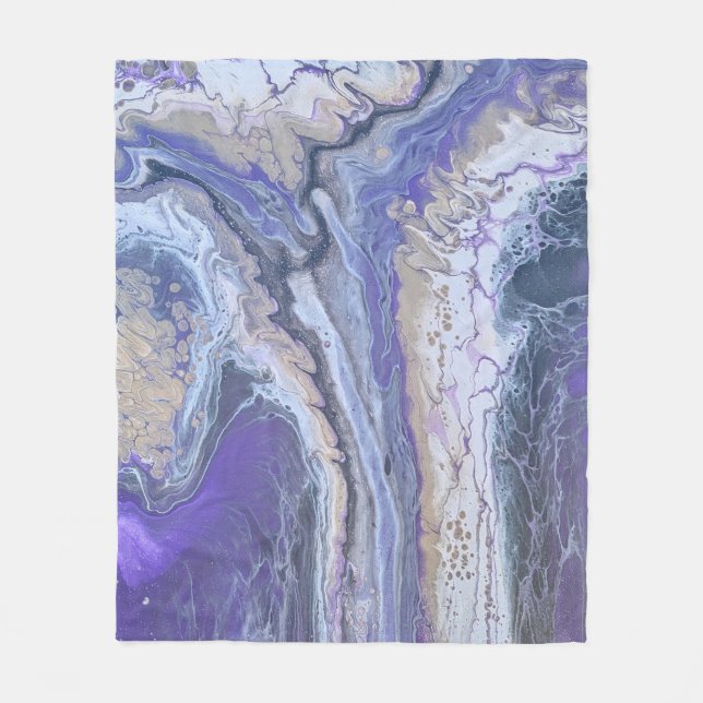 Fleece Blanket Abstract Purple & Gold Mineral Vein (Framsidan)