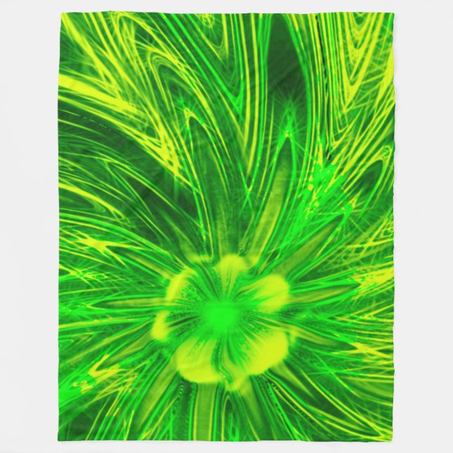 Fleece Blanket Abstrakt Linjer Grönt Flower (Framsidan)
