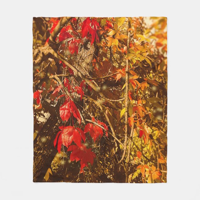 Fleece Blanket Autumn Red Gult Vines (Framsidan)