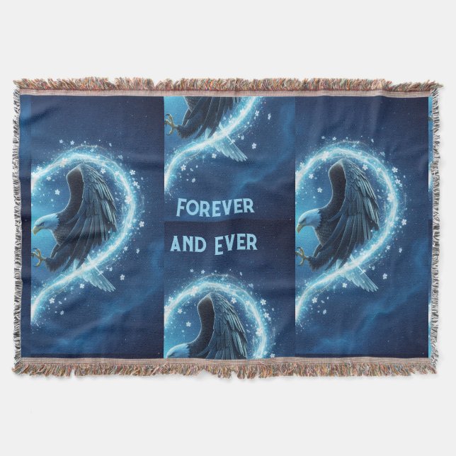 Fleece Blanket Bald Eagle Heart Forever and Ever 2 Filt (Framsidan)