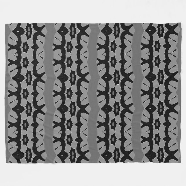 Fleece Blanket, Black & grått Classic mönster (Framsidan (Horisontell))