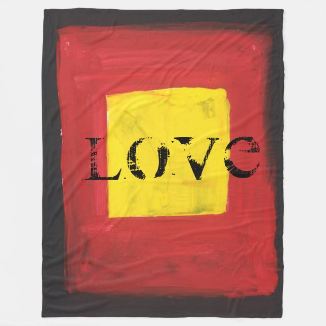 Fleece Blanket Black, Red och Gult. (Framsidan)
