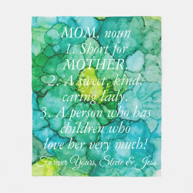 Fleece Blanket "Blue-Grönt Flowers" Personalize (Framsidan)