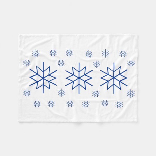Fleece Blanket - Blue Snowflake (Framsidan (Horisontell))