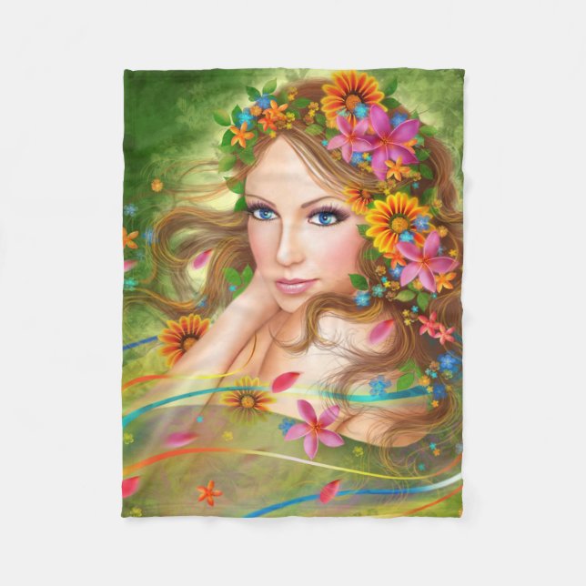Fleece Blanket, Fantasy Bevackra Fairy Kvinnan sum (Framsidan)