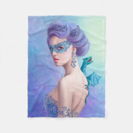 Fleece Blanket, Fantasy drottning in mask med drak