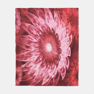 Fleece Blanket Fantasy Flowers Red