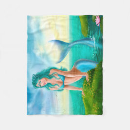 Fleece Blanket, Fantasy vackra sjöjungfru till hav