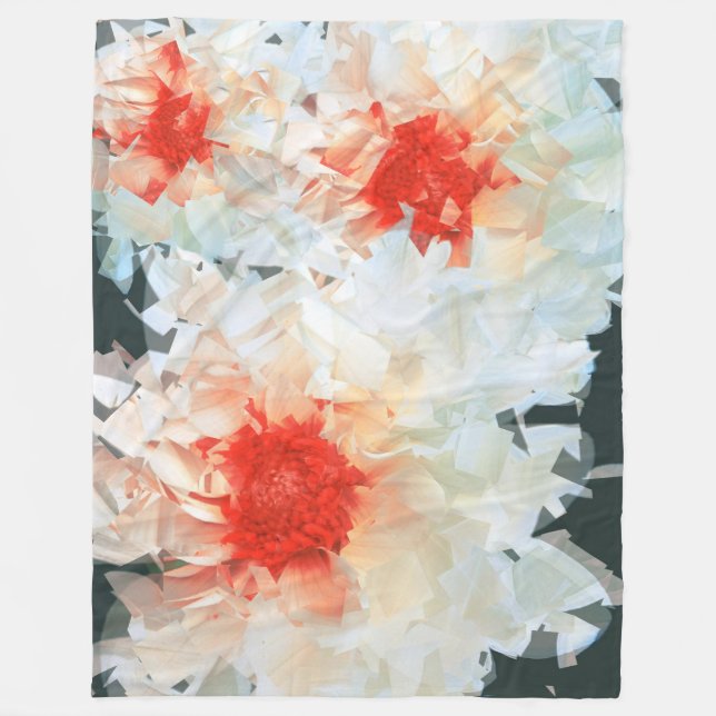 Fleece Blanket Flowers White Black Cubist (Framsidan)