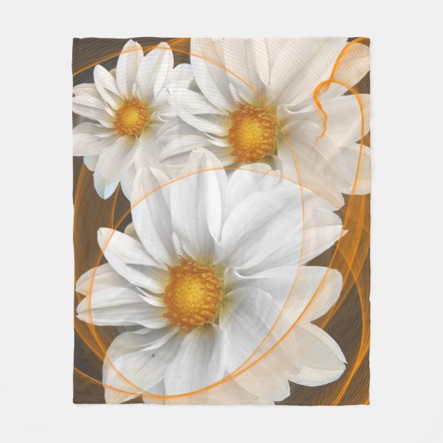 Fleece Blanket Flowers White Black Orange (Framsidan)