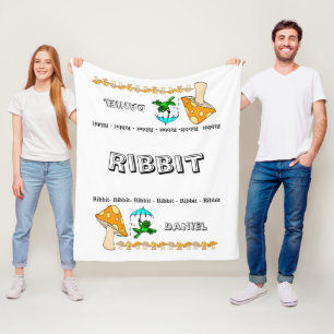 Fleece Blanket Frog Ribbit Mushroom