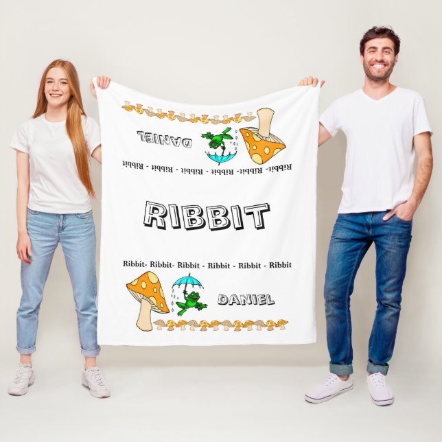 Fleece Blanket Frog Ribbit Mushroom (På plats)