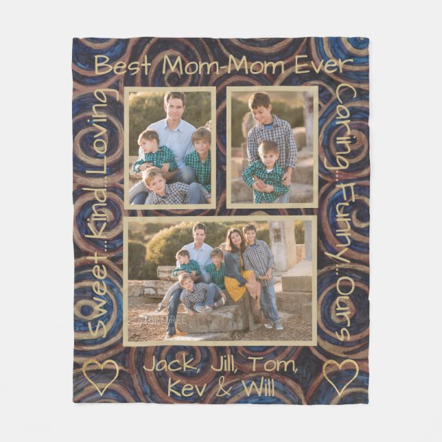 Fleece Blanket "Guld Blue Swirl" Photo Blanket (Framsidan)