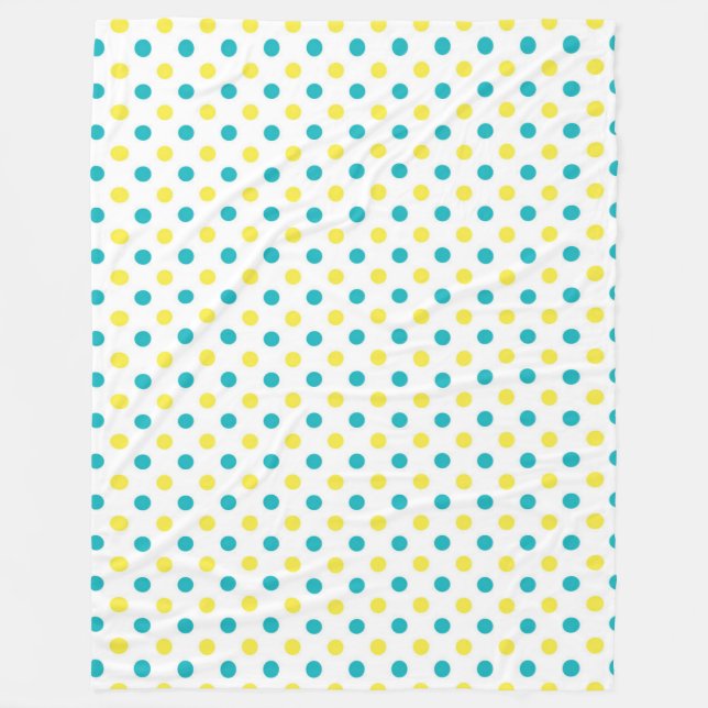 Fleece Blanket/Gult och Blue Polka dots (Framsidan)