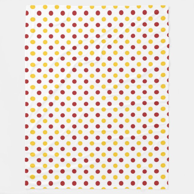 Fleece Blanket/Gult och Burgundy Polka dots (Framsidan)