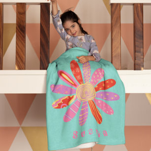 Fleece Blanket i pasta färg med Namn för barn